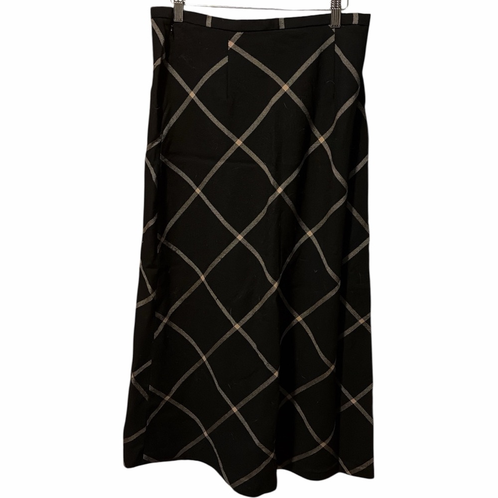 Max Studio 100% Wool Plaid A-Line Mid Rise Maxi Skirt - Picture 3 of 4